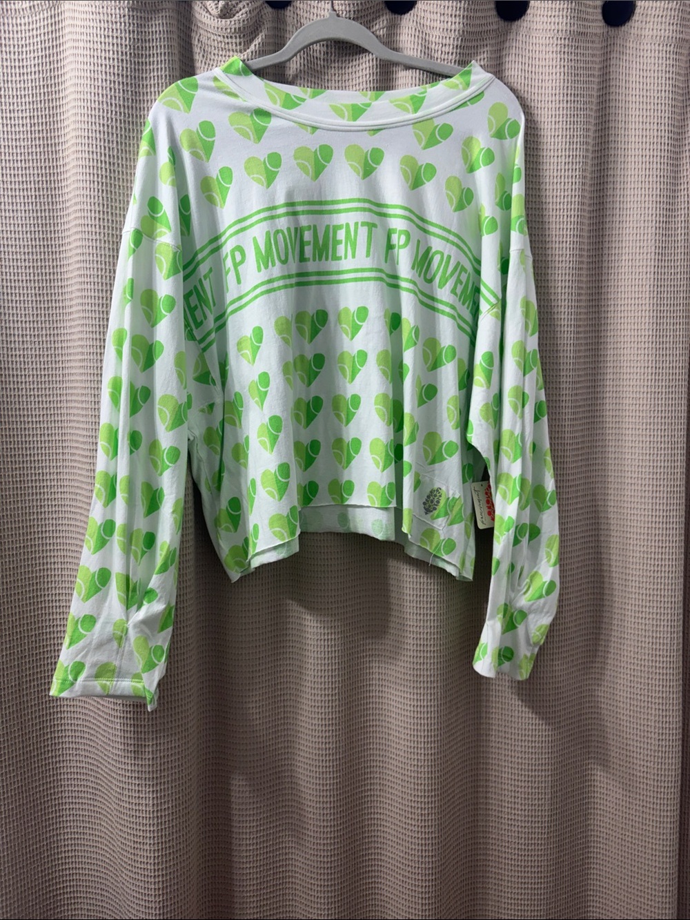 Free people  Heart Print Top in Lime Green nwt